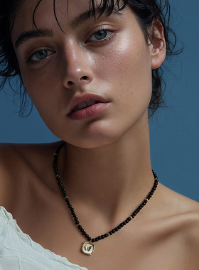 玛瑙串珠链贝母白蝴蝶颈饰项链