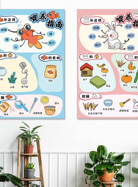 自然植物乌龟金鱼蚕宝宝环创海报