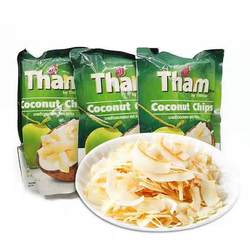 泰国原装进口香酥椰子片椰子干40g×5袋香脆碳烤椰子零食特产包邮 - 图1