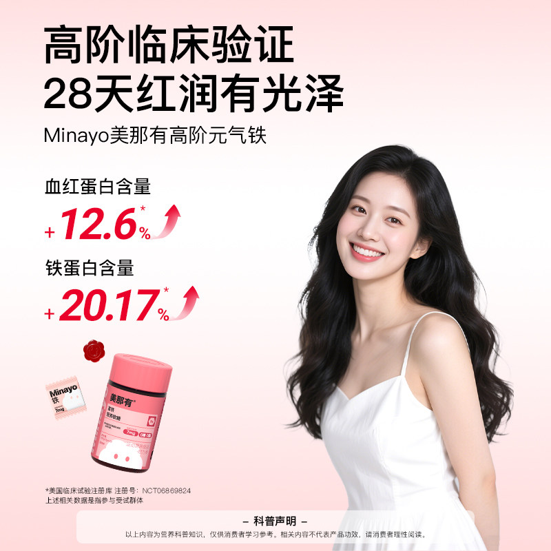 【直播专享】Minayo美那有富铁软糖高阶元气铁女性铁剂孕妇孕期tk