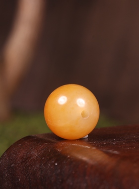 新疆和田玉籽料黄沁单珠手串