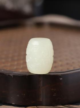 12mm苏工新疆和田玉籽料白玉勒子红皮桶珠锁骨链手串手链配珠