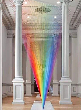 彩虹线艺术装置吊饰售楼处酒店大堂楼梯创意空间装饰品定制