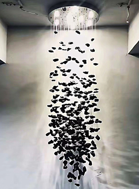 吊挂装饰创意悬挂装饰酒店展厅装修壁挂室内天花板吊顶石头定制