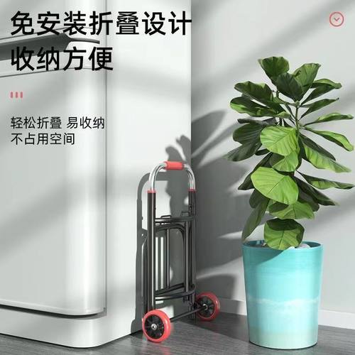 桶装水小拉车轻便手拉车加厚买菜车微静音拉水桶小推车便携爬楼车 - 图1