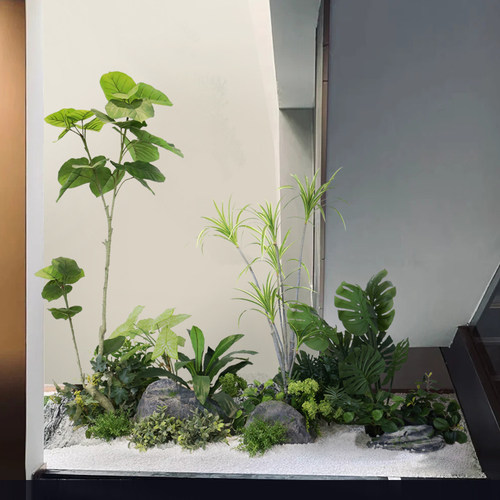 野花花艺仿真绿植造景组合楼梯下室内景观设计橱窗落地假植物装饰 - 图0