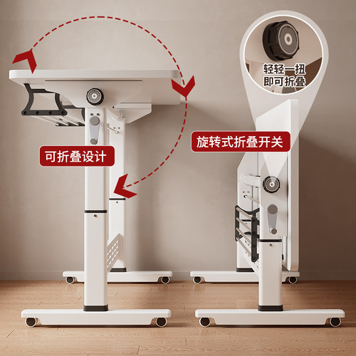 可升降电脑桌台式折叠书桌学生写字桌家用儿童学习桌子办公工作台 - 图2