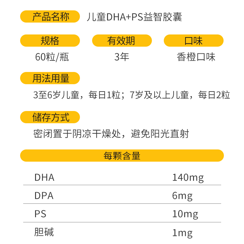 【3瓶起拍】Mettz儿童DHA鱼油胶囊PS磷脂酰丝氨酸补脑增强记忆力 - 图3