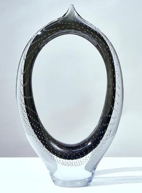 现代轻奢黑色镂空琉璃艺术摆件卧室餐厅客厅玄关台面玻璃工艺品摆