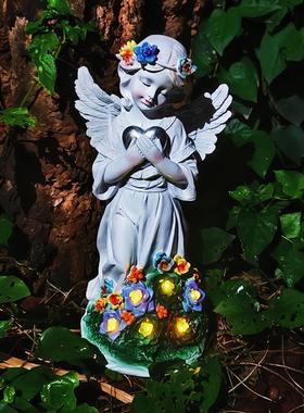 田园风花仙子太阳能树脂工艺品摆件花园庭院别墅装摆饰品家居手工