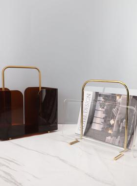 欧式亚克力手提杂志架摆件样板房售楼部卧室书房客厅餐厅桌面饰品