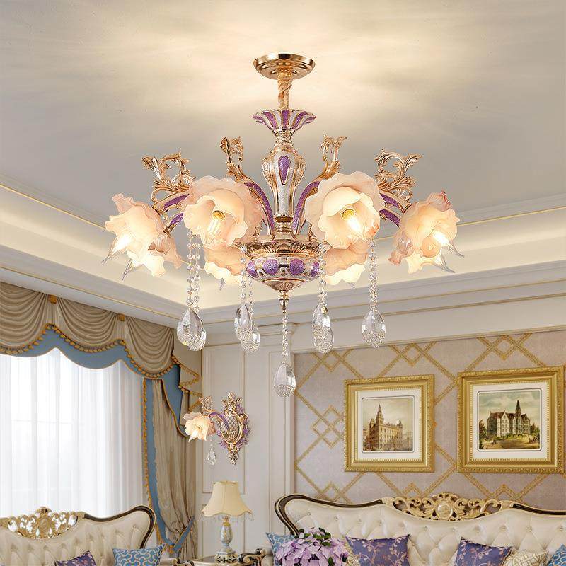 法式吊灯紫色公主房女孩房婚房水晶吊灯客厅卧室锌合金奢华欧式灯,淘宝优惠券,粉丝福利购,淘宝优惠卷
