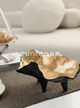 现代样板间树脂简约高脚水果盘摆件售楼处家居客厅茶几收纳托盘