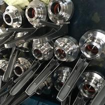 Sanitary grade stainless steel handle quick fit butterfly valve duckbill type multi-position handle quick-fit disc valve