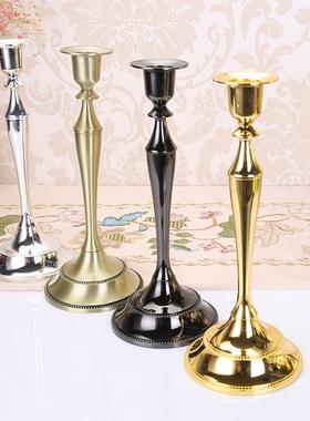 烛台欧式合金烛光晚餐蜡烛台婚庆摆件美式西餐桌单头复古浪漫蜡台