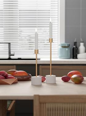 欧式西餐轻奢烛台摆件浪漫ins风现代简约大理石烛台家装装饰摆件