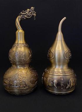 黄铜精雕葫芦花开富贵麒麟五牛龙头家居摆件祥云铜艺镇宅