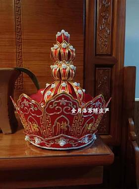 新款金月洛【佛字凤凰毗卢帽】纯手工盘金工艺苏绣带锦盒法师帽僧