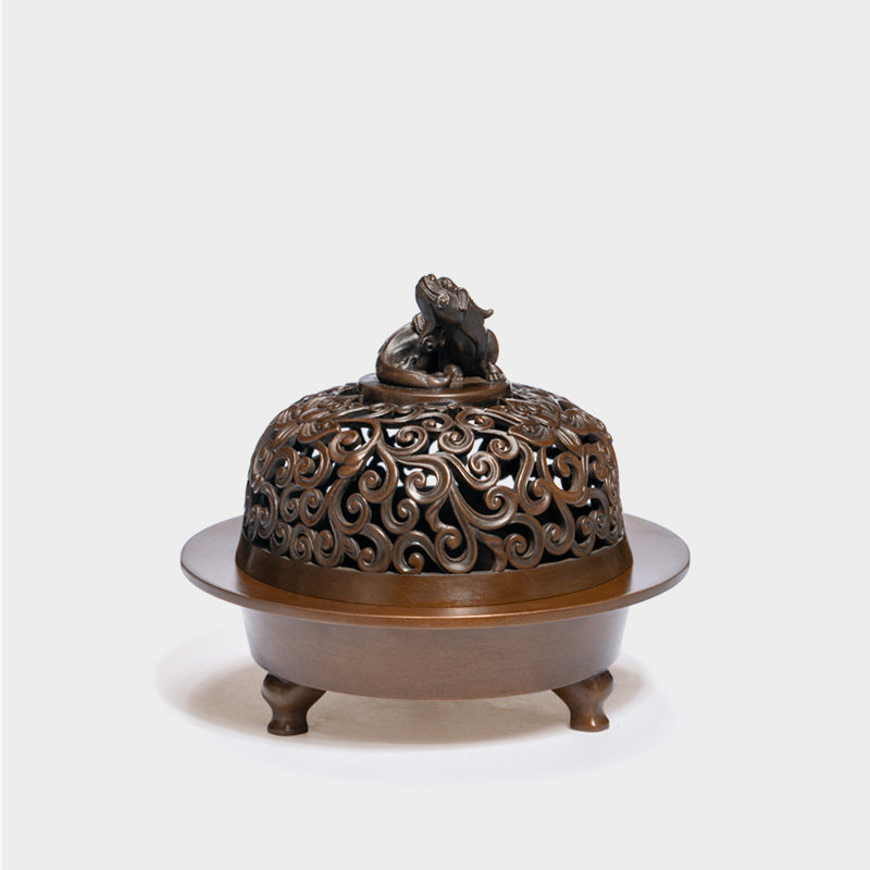 庆松堂苏工铜炉名家胡庆松制三足螭龙钮熏炉紫铜复古炉室内熏香炉,淘宝优惠券,粉丝福利购,淘宝优惠卷