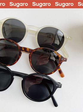 47mm刘亦菲同款米黄色偏光太阳镜女防晒防紫外线可配近视墨镜小脸