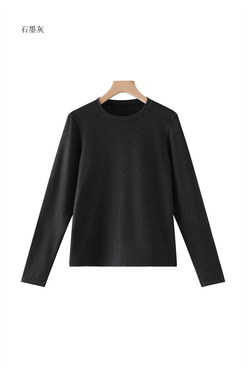 2026新款外贸单圆领长袖精品棉T恤女宽松显瘦休闲百搭上衣9Ha229