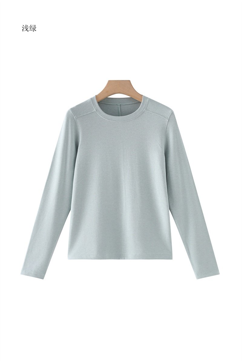 2026新款外贸单圆领长袖精品棉T恤女宽松显瘦休闲百搭上衣9Ha229