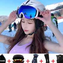 Single board ski safety helmet male professional female childrens equipment suit complete snow mirror integrated snow helmet cap o