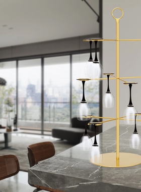 红酒杯架铁艺酒杯收纳架创意家居摆件婚礼装饰高脚杯金属挂架