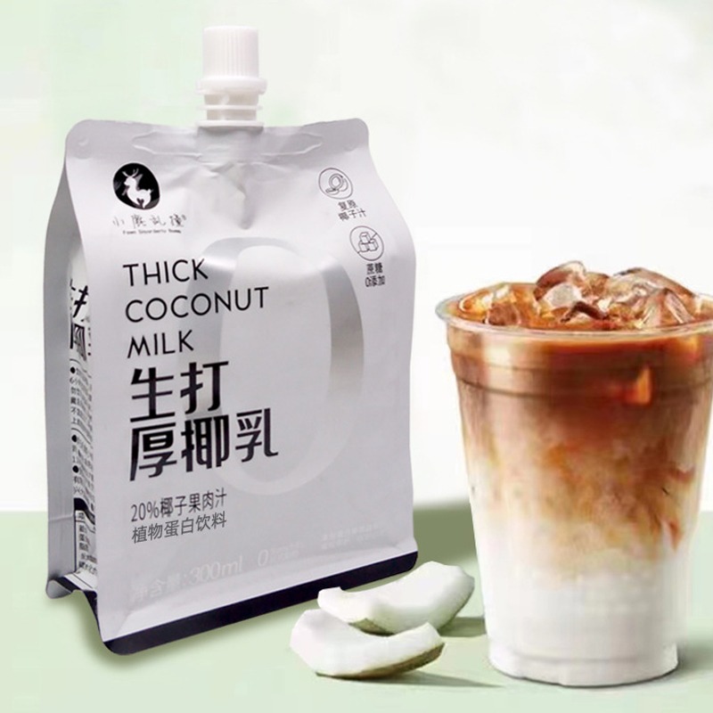 小鹿乱撞生打厚椰乳300ml*6袋无蔗糖椰子汁椰奶茶果冻冷饮零食-图1