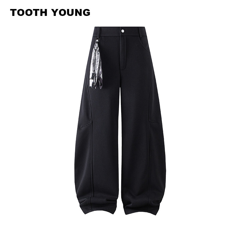 郑一爱穿搭【腰果花卫裤】420g加绒冬季保暖方巾装饰男弯刀休闲裤,淘宝优惠券,粉丝福利购,淘宝优惠卷