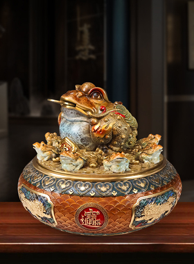 金蟾聚宝盆摆件家居客厅玄关装饰