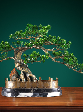 迎客松摆件铜工艺品装饰摆件