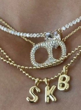 欧美时尚简约爱心花朵吊坠彩色嘴唇项链女锁骨链镀金保色