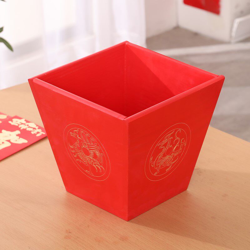 招财仿古斗木升子四方米斗结婚用婚庆米升斗老式红色斗实木摆件