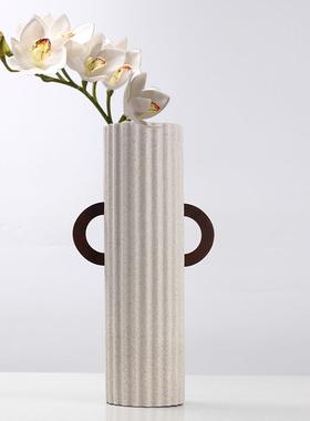 北欧创意双耳花瓶摆件现代简约客厅卧室干花插花桌面花器软装饰品