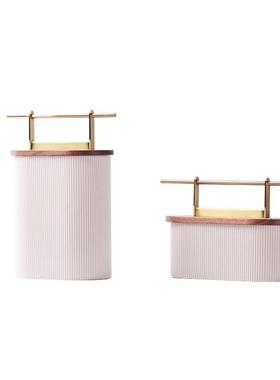 创意新中式现代树脂金属收纳盒摆件客厅茶几书桌玄关家居饰品摆件