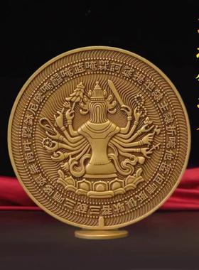 准提镜黄铜佛母宝镜随身镜客厅家用精工凸面镜仿古铜镜佛桌面摆件