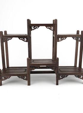 鸡翅木前后台博古架中式微型博古架红木工艺品展示架厂家直供