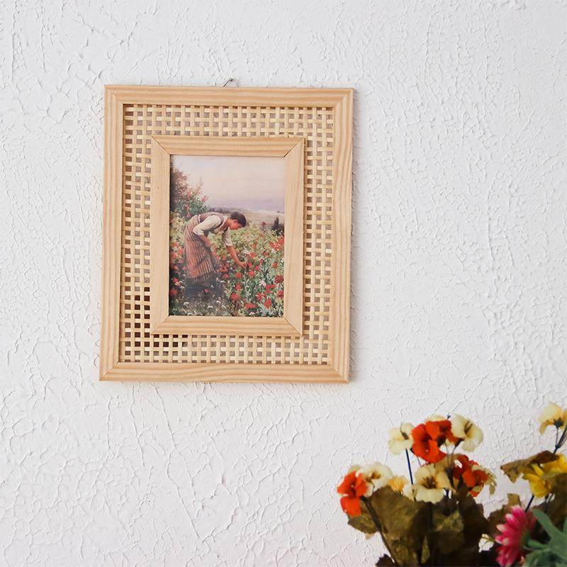 北欧风松木手工竹编相框长方形画框家居用品墙挂床头摆台相框现货,淘宝优惠券,粉丝福利购,淘宝优惠卷