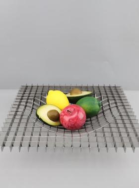 现代简约金属镂空果盘样板房电视柜家居桌面茶几客厅装饰品摆件