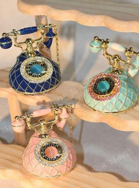 抖音爆款珐琅首饰盒七宝烧手工艺品复古欧式电话创意摆件家居饰品