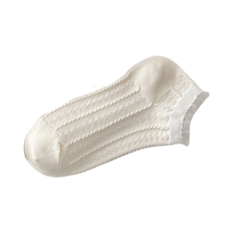 白色袜子女夏季新款轻薄透气花边短筒jk学院风运动船袜提花浮雕潮 - 图3