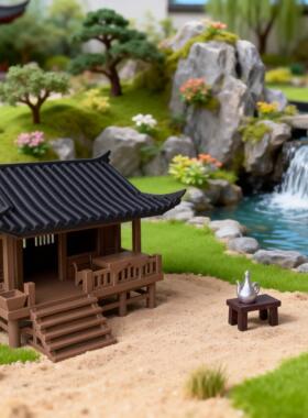 焙茶石坊人物微景观缸水古建筑摆件假山凉亭陆鱼缸.