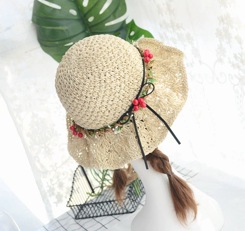 Летняя тканая соломенная шляпа из корейской версии цветочного кольца ручной работы с коротки