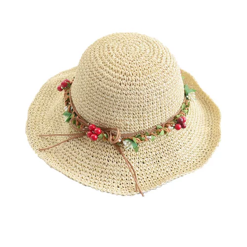 Летняя тканая соломенная шляпа из корейской версии цветочного кольца ручной работы с коротки