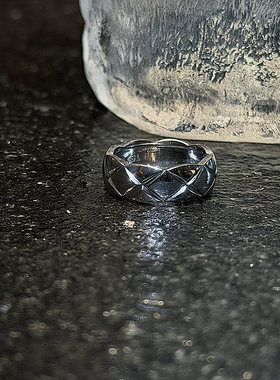 十三粥 银色光面 设计感时尚个性戒指