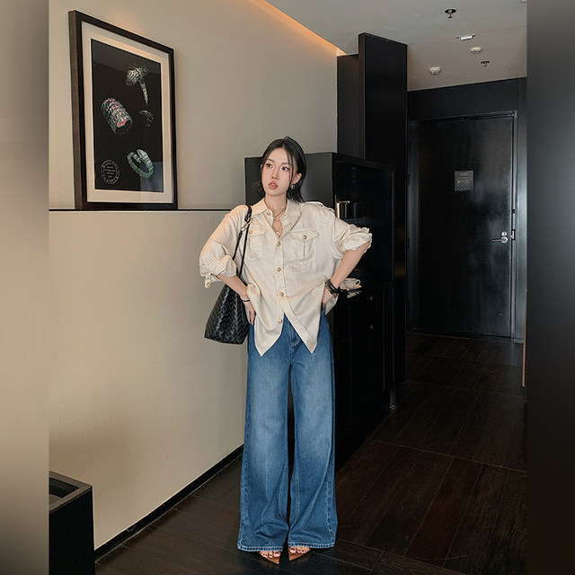 ສິບສາມ Porridge Old Money Secret Land Lyocell Linen Minimalist Casual Shirt Women's Loose Slimming Temperament Versatile Long Sleeve