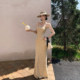 ສິບສາມ Porridge Chunhe Jingming jacquard sexy hip-hugging temperament waist slimming sleeveless suspender backless dress ສໍາລັບແມ່ຍິງ