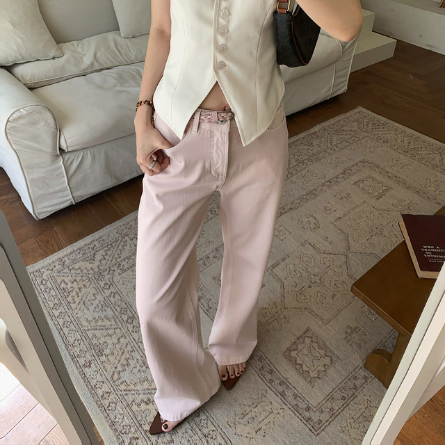 ສິບສາມ Porridge Milk Guava Casual ສີ່ທາງ elastic ການເດີນທາງ summer ແອວສູງ jeans ຊື່ແຄບສໍາລັບແມ່ຍິງທີ່ມີສາຍແອວ