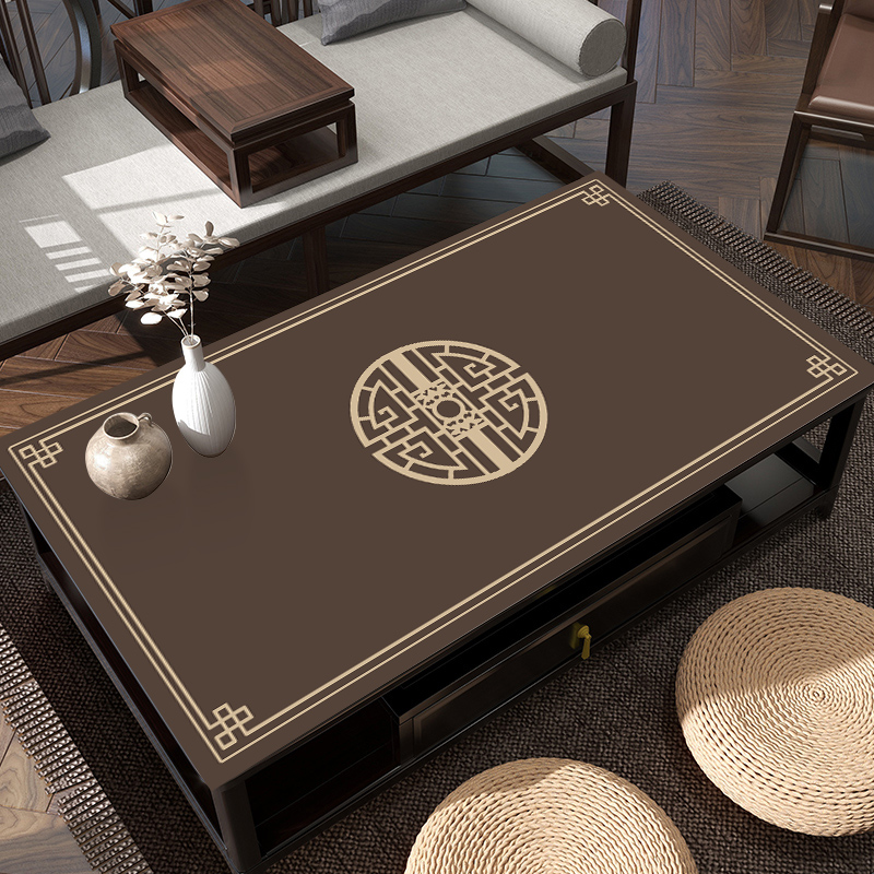 桌布防水防油免洗防烫新中式皮革长方形台布皮革餐桌垫茶几垫桌垫 - 图3